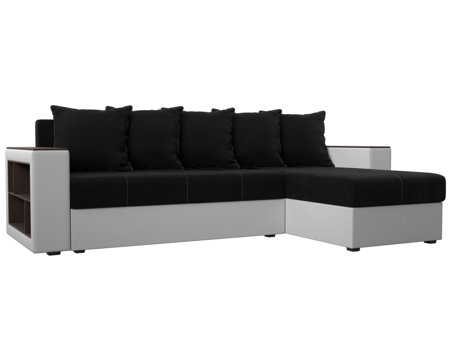 Диваны угловые в гостиную, Диван угловой Дубай Лайт, микровельвет/экокожа, правый угол