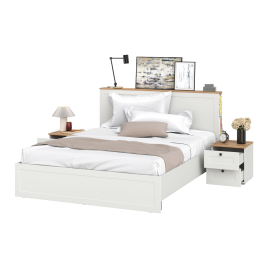 Двухспальная кровать с ортопедическим основанием и две прикроватных тумбочки Остин