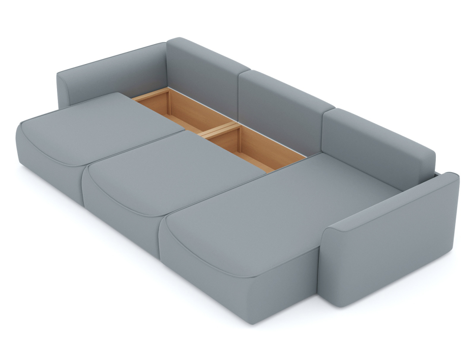 Диваны угловые в гостиную, Диван-кровать угловой Рафаэль 3 секции еврокнижка НПБ, велюр