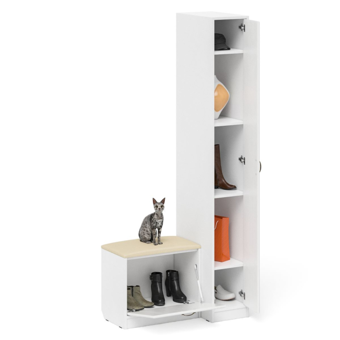 Прихожие, Пенал П-6-500 с обувницей с мягким сиденьем фрезеровка ромб