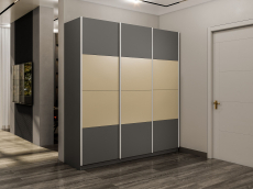 Шкафы-купе 3-х дверные, Шкаф-купе Эста 3-х дверный ДСП/Стекла фисташка/Доводчик 240х66х240