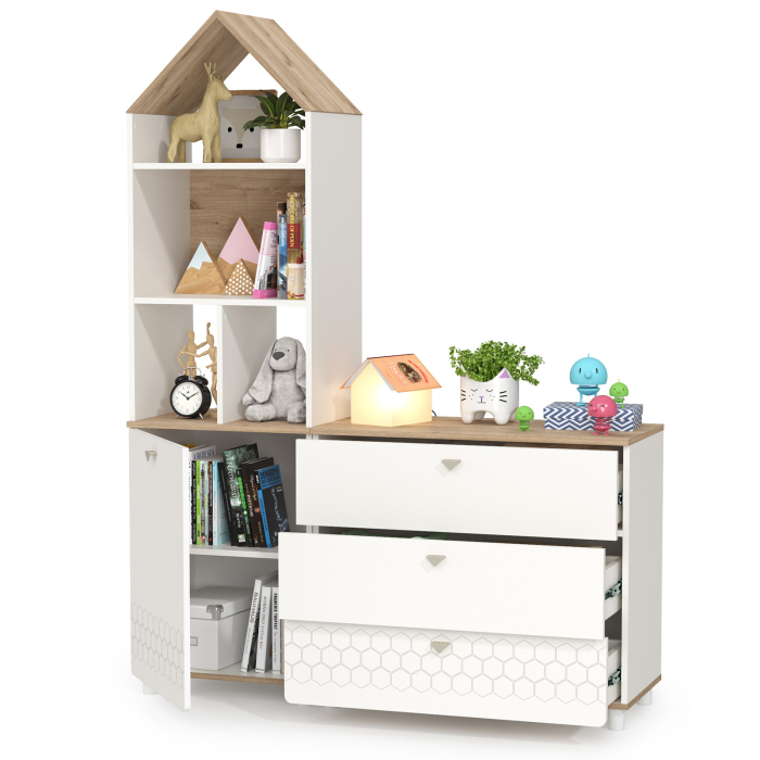 Детские комнаты, Стеллаж с комодом на три ящика Эйп