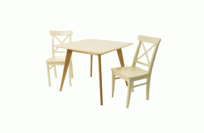 Стол Сканди М 100 орех/слоновая кость со стульями Ингольф слоновая кость