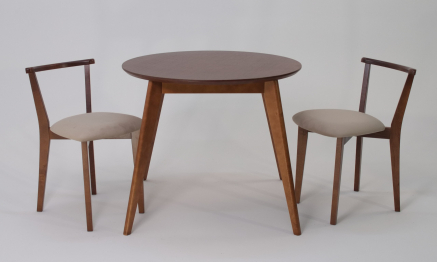 Стол Сканди К 90 орех со стульями Франк орех велюр бежевый