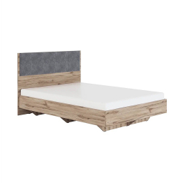 Кровать 1,4 с мягким элементом Николь мод. 1.1, дуб альпийский, серый текстиль