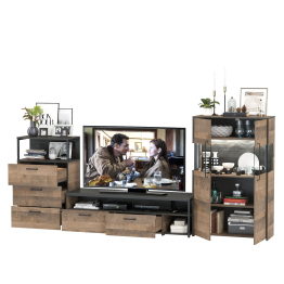 Тумба для аппаратуры с комодом с тремя ящиками и с комодом с подсветкой Трувор