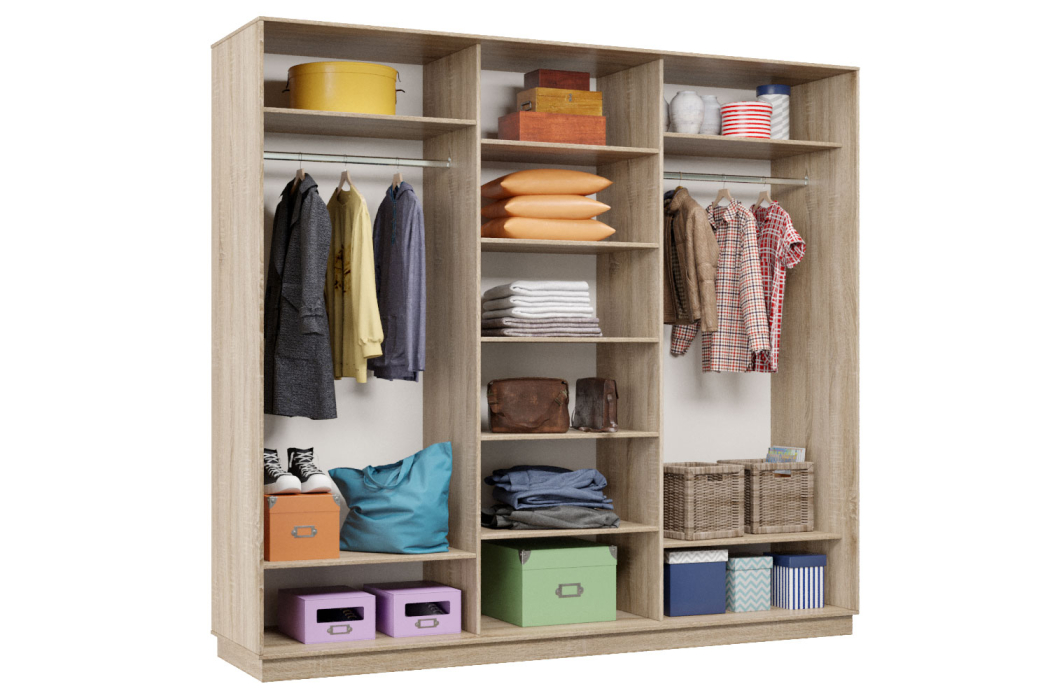 Шкафы-купе 3-х дверные, Шкаф-купе Премьер Лайт 54 (08;08;08) трехдверный