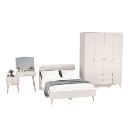 Шкаф-комод 4-х дверный с кроватью 1400 Афина и трюмо с зеркалом