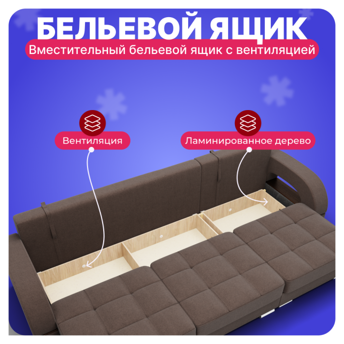 Диваны с ящиком для белья, Прямой диван Элита-1 ПЗ, велюр