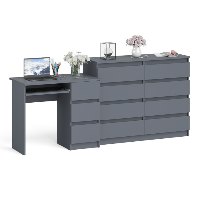 Компьютерные столы, Комод Мори МК1200 8-мь ящиков со столом компьютерным МС-6 правым