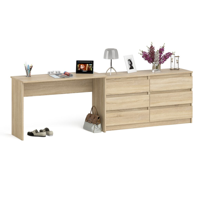 Домашние кабинеты, Письменный стол Мори с широким комодом на 6-ть ящиков