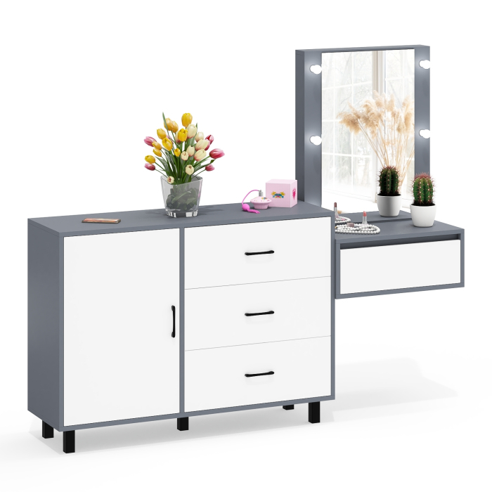 Туалетные столики, Комод с дверками и ящиками 122-1204 и косметический столик навесной с подсветкой