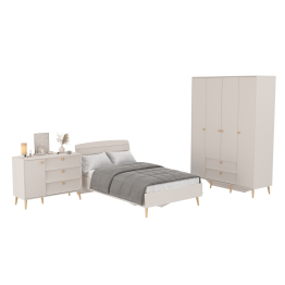 Шкаф-комод 4-х дверный с кроватью 1200 Афина и комодом с дверкой