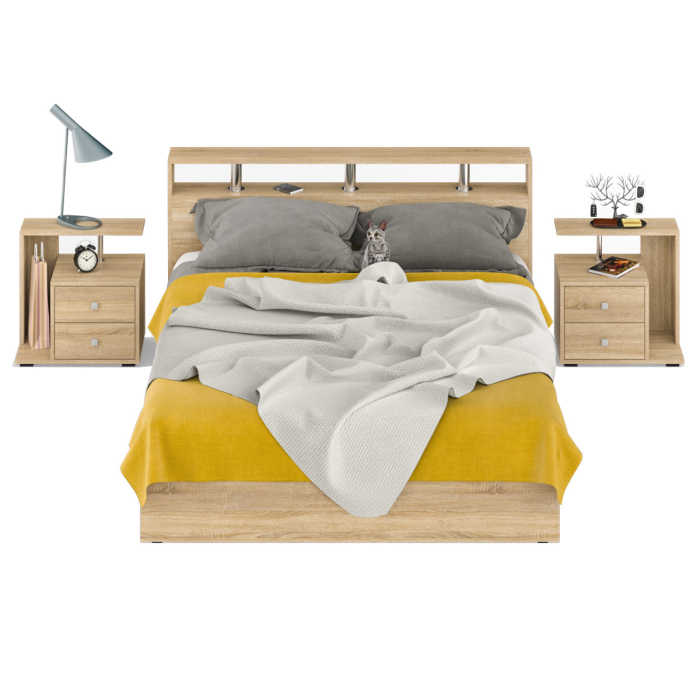 Спальные гарнитуры, Кровать Камелия 1600 с двумя прикроватными тумбами