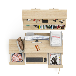 Стол компьютерный МС-1 правый с тумбой 400 и полкой Мори