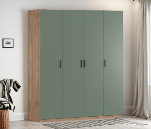 Шкаф четырехдверный Макс 2000 мм, вариант №1 (ЛДСП, корпус дуб вотан)