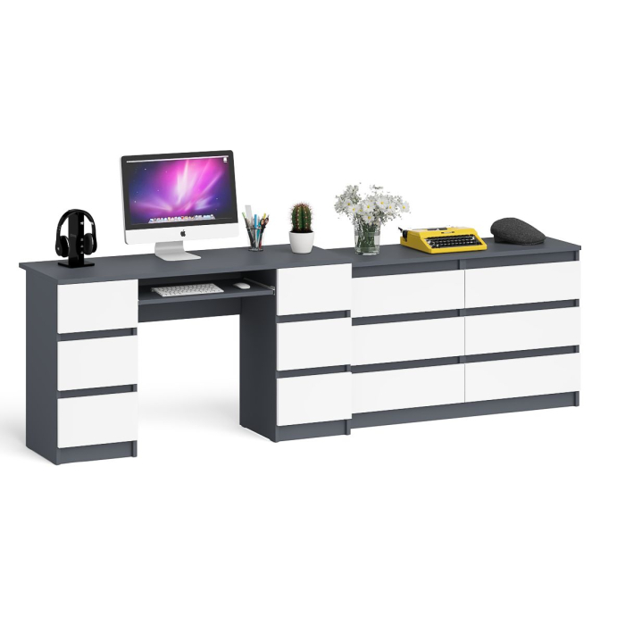 Компьютерные столы, Комод Мори на шесть ящиков МК1200.6 и Стол компьютерный 2-х тумбовый Мори МС-2