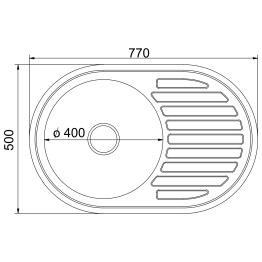 Мойка овал 77х50 (0,8) лев вып 3 1/2 MIXLINE 18см с сифоном