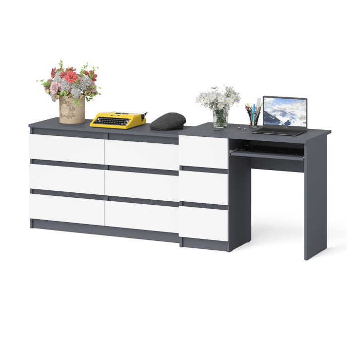 Домашние кабинеты, Комод Мори МК1200 6-ть ящиков со столом компьютерным МС-6 левым