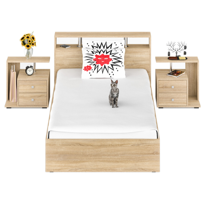 Спальные гарнитуры, Кровать Камелия 1200 с двумя прикроватными тумбами