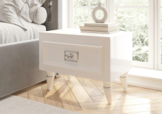 Прикроватные тумбы, Тумба прикроватная Валенсия с ящиком выдвижным 55х40х42 см (серебро)