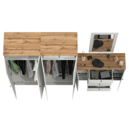 Два платяных шкафа Остин и комод с зеркалом