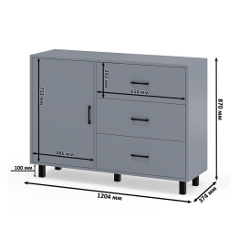 Туалетный столик с подсветкой 115 и комод с дверкой и 3-мя ящиками 122-1204