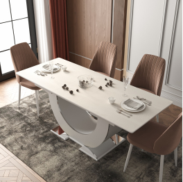 Стол Монако, столешница керамогранит (1600/2000х900х820) серебро