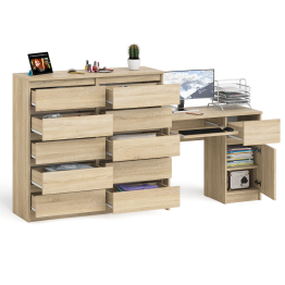 Комод большой МК1200 10-ть ящиков Мори и стол компьютерный МС-1 правый