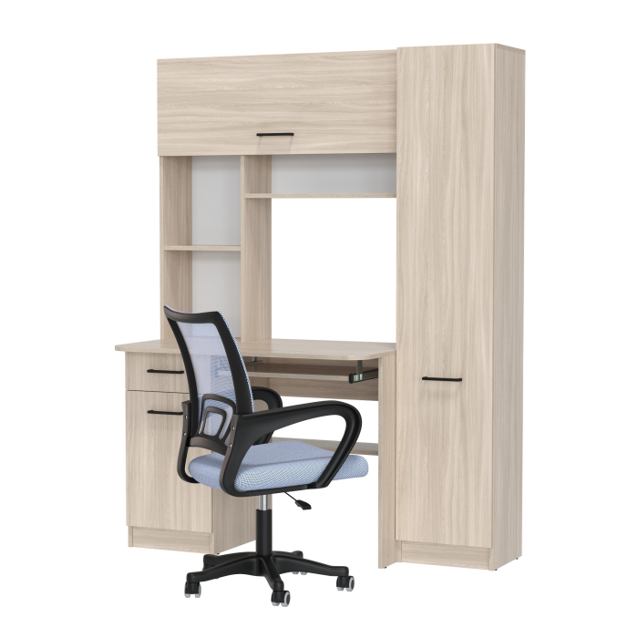 Прямые компьютерные столы, Комплект из компьютерного кресла и компьютерного стола Aльфа кресло серое