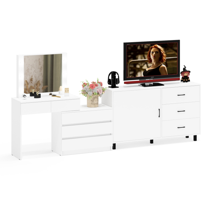 Туалетные столики, Стол-трансформер косметический с подсветкой 110 и комод-тумба три ящика 122-1504