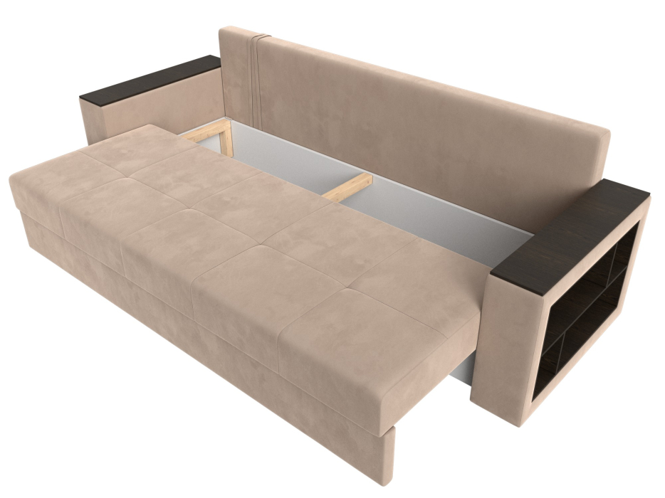 Диваны прямые, Диван прямой Дубай Лайт полки справа, велюр