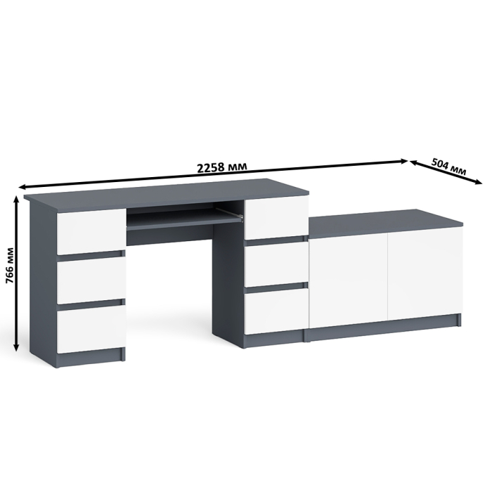 Прямые компьютерные столы, Двухтумбовый компьютерный стол Мори МС-2 с широкой тумбой на 900