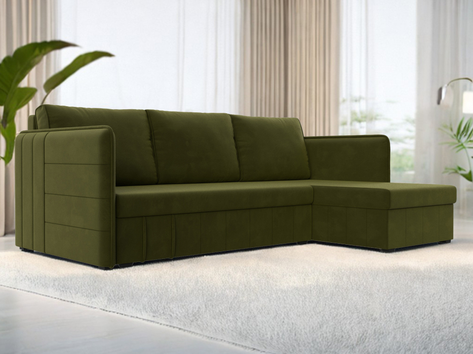 Диваны угловые в гостиную, Диван угловой Слим универсальный угол, микровельвет