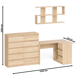 Набор мебели из углового компьютерного стола Мори МС-16 правого с книжной полкой и комода МК1200.10