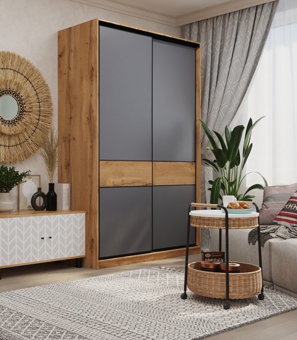 Шкафы-купе 2-х дверные, Шкаф-купе SLIM,125*60, Дуб вотан