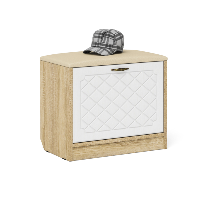 Прихожие, Шкаф в прихожую с обувницей с сиденьем и вешалкой П-6 № 12 МДФ фрезеровка ромб