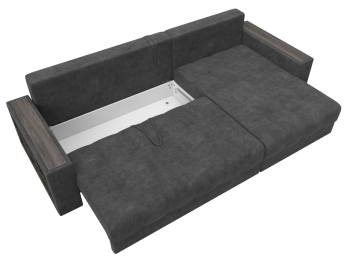 Диван угловой с декором и полкой Лига-050 НПБ, велюр BRUT 