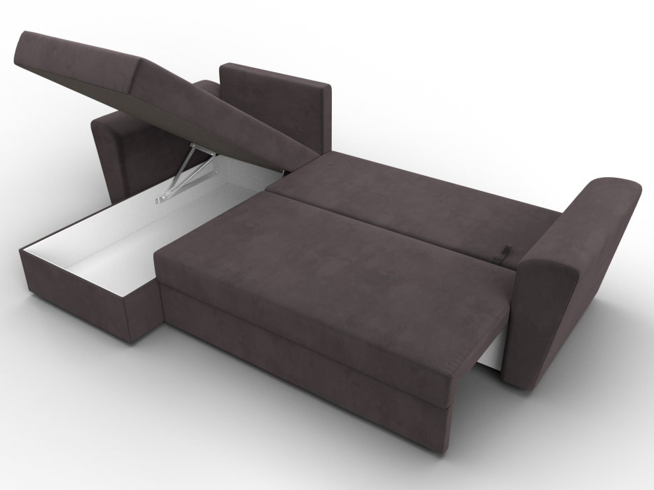 Диваны угловые в гостиную, Угловой диван Амстердам Лайт левый угол, велюр