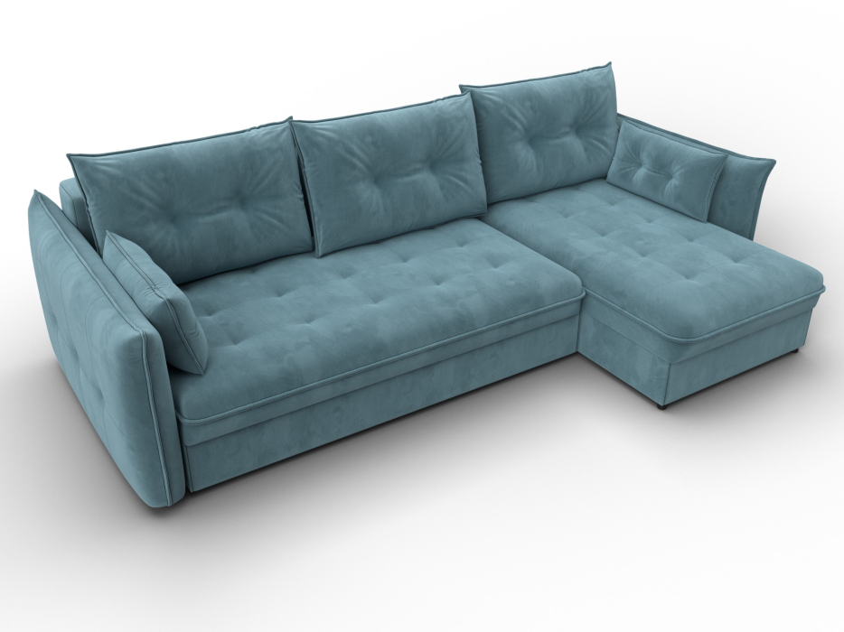 Диваны угловые в гостиную, Диван угловой Лига-100 НПБ угол универсальный, велюр SEVEN