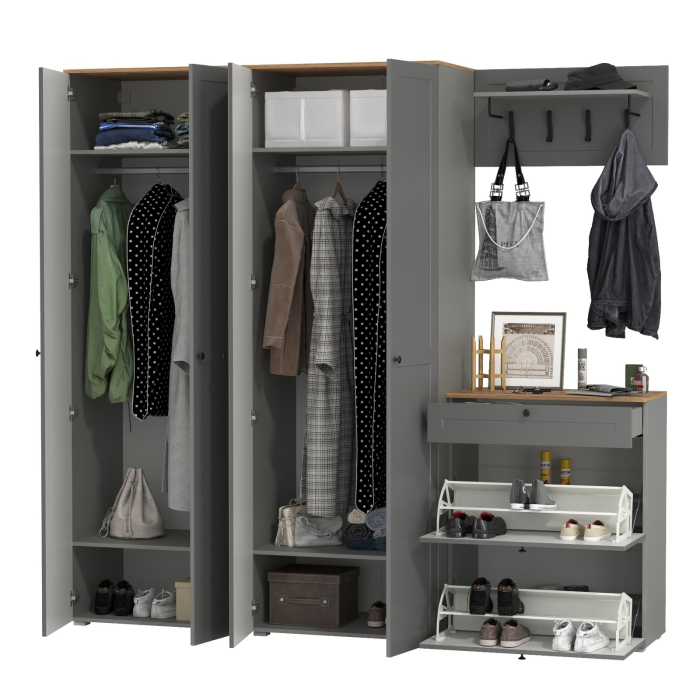 Прихожие, Два шкафа для одежды в прихожую с обувницей и вешалкой для одежды Остин