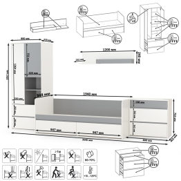 Мебель молодёжная с кроватью с ящиками Торонто № 19