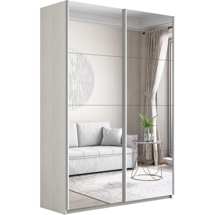 Шкафы-купе 2-х дверные, Шкаф-купе Прайм 2-х дверный Зеркала/Доводчики 140х57х230