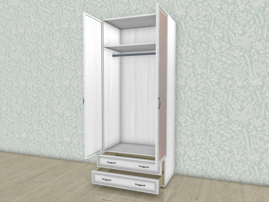 Шкафы двухстворчатые, Модульная система Карина Шкаф ШК-1007 с зеркалом с 2 ящиками