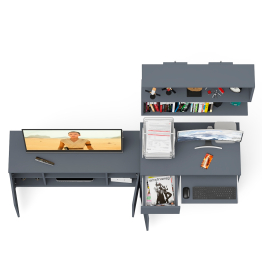 Стол однотумбовый компьютерный Мори МС-1 левый с полкой на 900 и тумбой на 1200