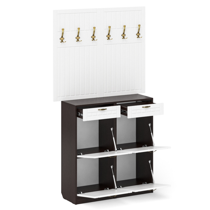 Прихожие, Две вешкалки для верхней одежды и две высоких обувницы П-6 № 04 МДФ фрезеровка прованс