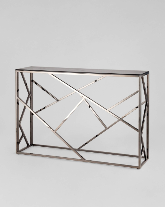 Открытые, Консоль АРТ ДЕКО 115х30 (Стекло smoke/Сталь тёмный хром)