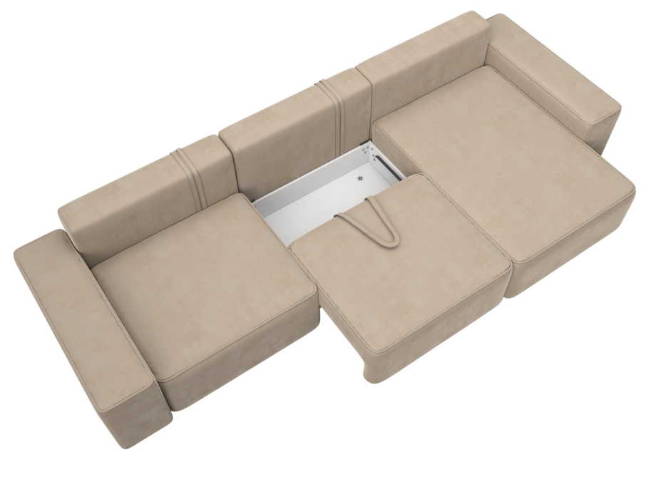 Диваны угловые в гостиную, Диван угловой Лига-074 угол универсальный, велюр SEVEN