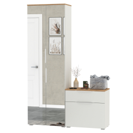 Шкаф для одежды с зеркальными дверками и обувница Октава.