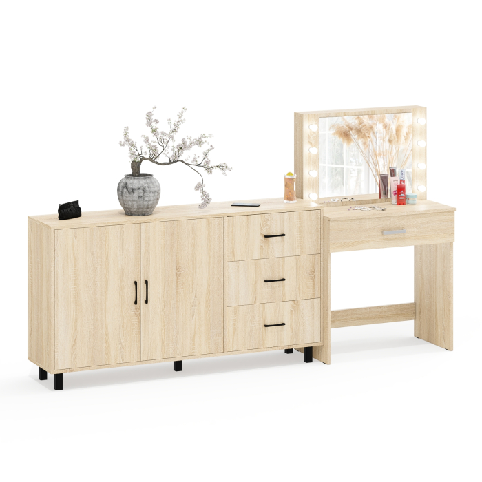 С зеркалом, Комод-тумба 123-1604 и туалетный столик с подсветкой СТ-4